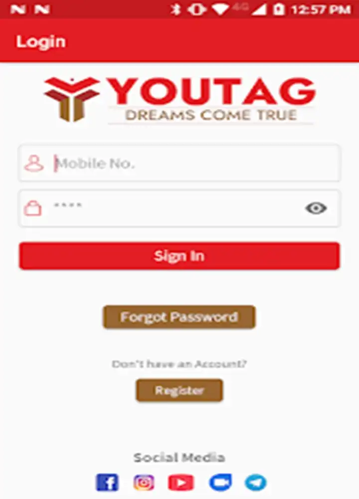 Youtag App Register